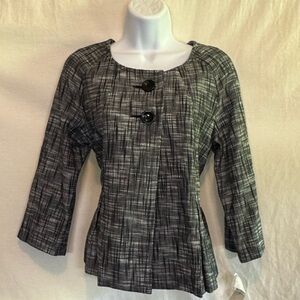 B-98 Studio V‎ NWT Black & White 1/2 Sleeve Blazer Suit Jacket Size 10